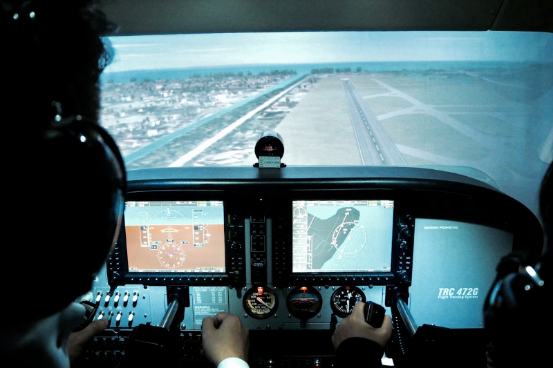 Cessna 172 Skyhawk Pilot Preparing To Landing