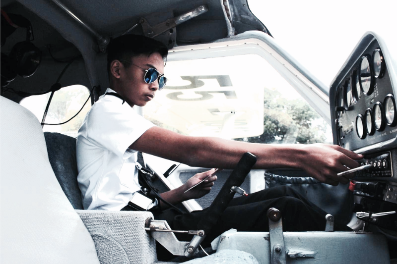 Junior Pilot Starting The Plane