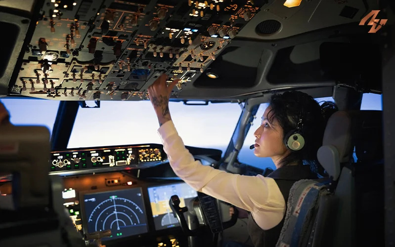 pilot on flight instrument and navigation